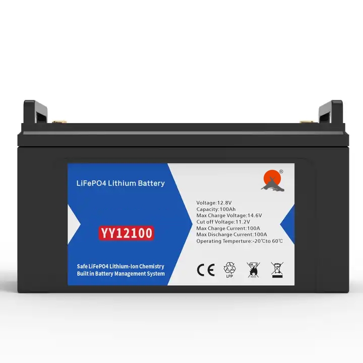 WEIZE 12V 100Ah Mini LiFePO4 Lithium Battery, Built-in 100A Smart BMS